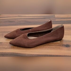 ABLE Lizbeth pointed Toe Brown Suede 100% Leather Flat Shoe Size 10, EUC
